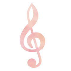 Obraz premium 水彩調の音符。淡い色合いが美しい音楽記号