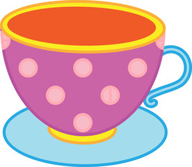 Cartoon teacup with polka dots vector clip art