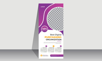 Business Roll up banner stand template design, Corporate stand roll up banner layout, promotional banner, pull up banner.