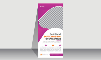 Business Roll up banner stand template design, Corporate stand roll up banner layout, promotional banner, pull up banner.
