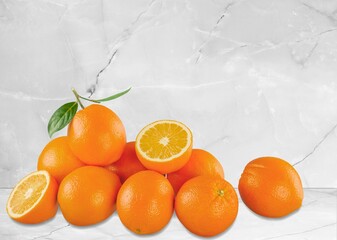 Tasty sweet fresh sliced orange fruit citrus