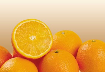 Tasty sweet fresh sliced orange fruit citrus