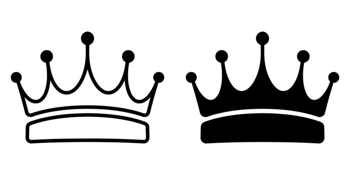 ofvs95 OutlineFilledVectorSign ofvs - crown icon . isolated transparent . king sign . queen concept . black outline and filled version . AI 10 / EPS 10 . g11405