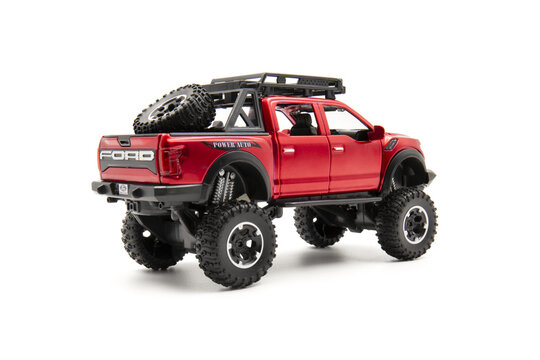 Ford Monster Truck - 1-24 Scale Diecast Model Toy Car - back view - on white background