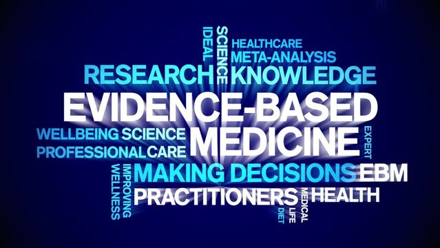 Evidence-Based Medicine animated tag word cloud;text design animation kinetic typography seamless loop.