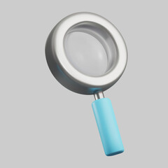 3d magnifier icon with transparent blue glass