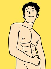 Fototapeta premium cute man cartoon on yellow background