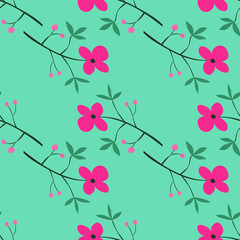 Romantic hand drawn flower seamless pattern. Simple abstract floral wallpaper. Doodle plants endless background.