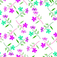 Vintage doodle flower seamless pattern. Retro abstract floral wallpaper. Hand drawn plants endless background.