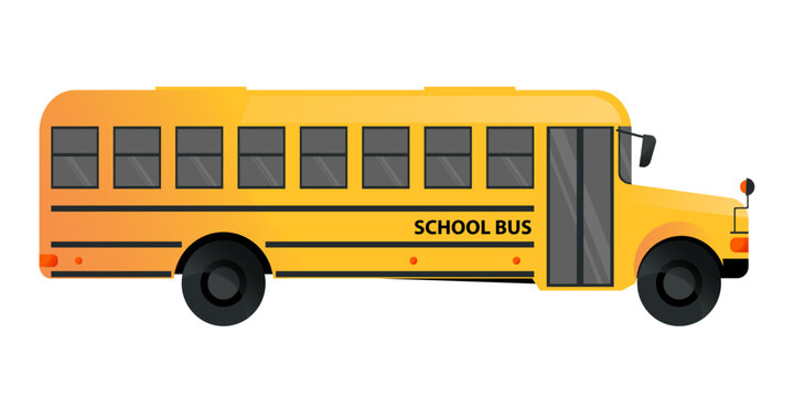Yellow school bus in flat style. Transport for schoolchildren and students.