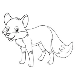 coloring pages or books for kids. cute fox cartoon. black and white