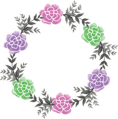 Digital Watercolor Flower Frame Vector Design.Can be use any project, like: packaging, stationery, mugs, bags, 
invitations etc. whatever you want.
