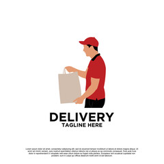 Delivery with courier man logo design Premium Vector part 3