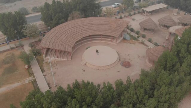 Look at the man-made building in the Mehrano Wildlife Sanctuary, which is located in the Sindh region of Pakistan's Khairpur District. Kot Diji 