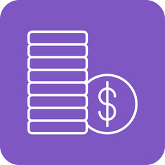 Coins Multicolor Round Corner Line Inverted Icon