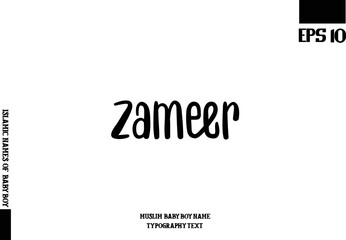 Zameer Male Islamic Name Bold Calligraphy Text