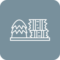 Fototapeta premium Hay Bale Multicolor Round Corner Line Inverted Icon