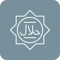 Halal Multicolor Round Corner Line Inverted Icon