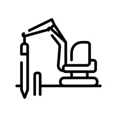 Foundation erection in the house line icon. Building construction