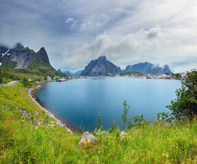 Fototapeta premium Summer village Reine (Lofoten, Norway).