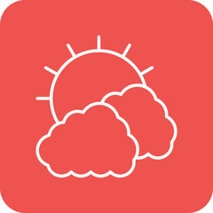 Clouds And Sun Multicolor Round Corner Line Inverted Icon
