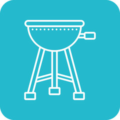 Grill Multicolor Round Corner Line Inverted Icon