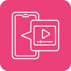 Video Player Multicolor Round Corner Line Inverted Icon