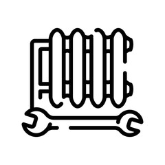 Installation of heating system black line icon. Pictogram for web page