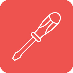 Screwdriver Multicolor Round Corner Line Inverted Icon