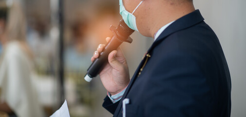 microphone on stage, speaker, conference