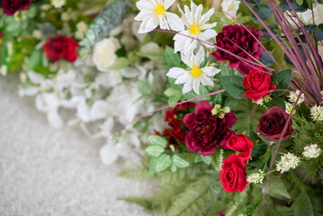 wedding flower decoration selective focus, soft focus of white flower