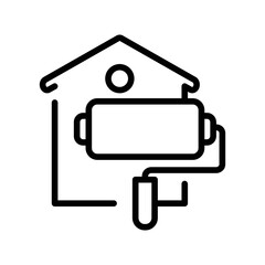 Painting the facade black line icon. Pictogram for web page