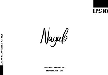 Arabic Boy Name Nayab Alphabetical Bold Text