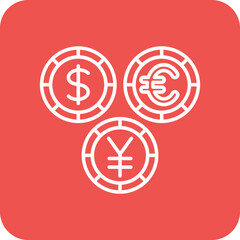 Currencies Multicolor Round Corner Line Inverted Icon