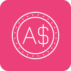 Australian Dollar Multicolor Round Corner Line Inverted Icon