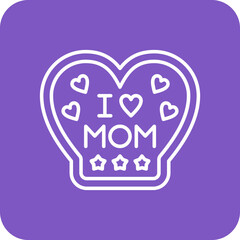 I Love Mom Multicolor Round Corner Line Inverted Icon