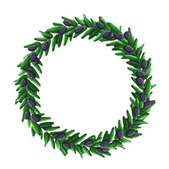 Olive branch circle frame in cartoon frame