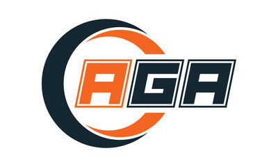 AGA three-letter circle logo design. custom font logo vector template | abstract logo | word mark logo | letter mark logo | business logo | minimalist logo | font logo |