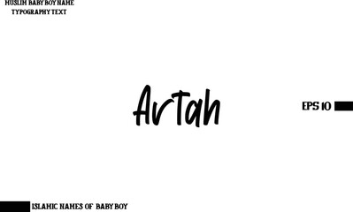 Artah Arabic Boy Name Cursive Calligraphy Text