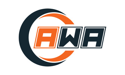 AWA three-letter circle logo design. custom font logo vector template | abstract logo | word mark logo | letter mark logo | business logo | minimalist logo | font logo | - obrazy, fototapety, plakaty