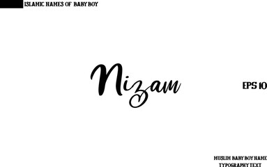 Muslim Men's Name Nizam Stylish Calligraphy Text  