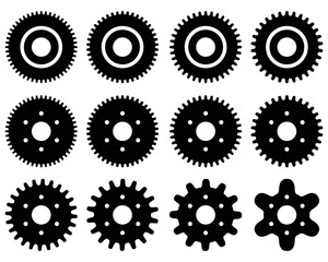 Black silhouettes of different circular saw blades