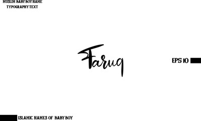 Arabic Boy Name Faruq Cursive Calligraphy Text