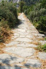 Walkway and the paving stones of ancient late Roman bridge called Limyra bridge or Bridge of the...