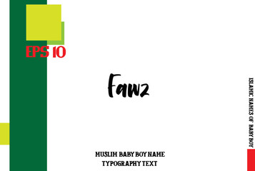 Baby Boy Arabic Name Fawz in Cursive Calligraphy Text