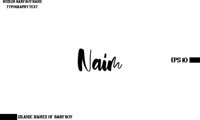 Stylish Calligraphy Text Muslim Men's Name  Naim