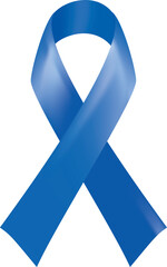 Realistic blue ribbon, symbol of prostate cancer day in november, vector illustration. The problem of tuberous sclerosis; human trafficking, sexual slavery; Electronic Frontier Foundation - obrazy, fototapety, plakaty