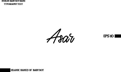 Stylish Calligraphy Text Muslim Men's Name  Asar
