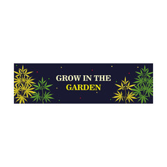 Vivid banner designs with marihuana bush and leaves. Colorful ganja and text on dark background. Hemp and legal drug concept. Template for poster, promotion or web design