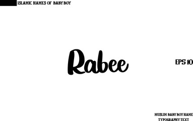 Muslim Men's Name Rabee Stylish Calligraphy Text  